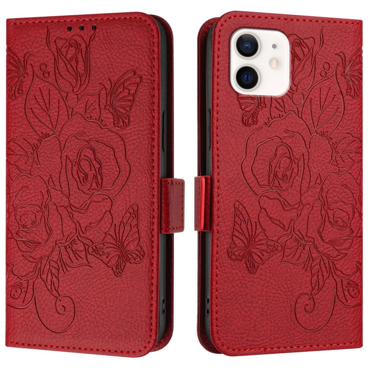 For iPhone 11 Embossed Rose RFID Anti-theft Leather Phone Case