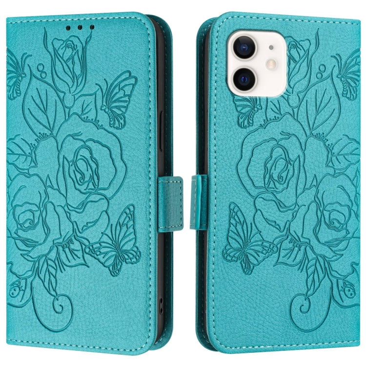 For iPhone 11 Embossed Rose RFID Anti-theft Leather Phone Case