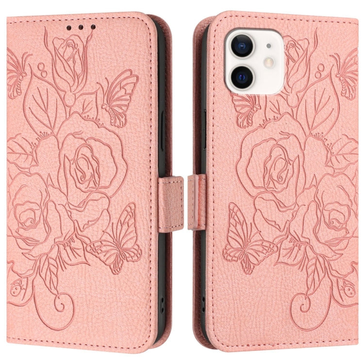 For iPhone 11 Embossed Rose RFID Anti-theft Leather Phone Case