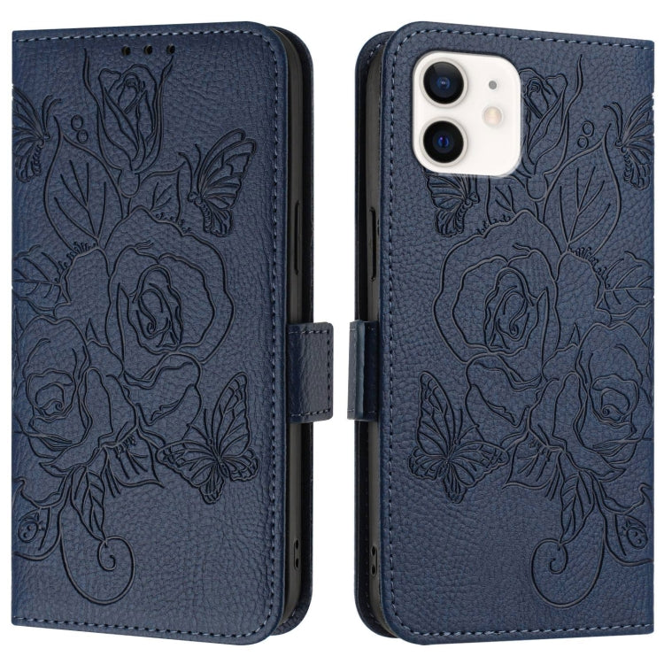 For iPhone 11 Embossed Rose RFID Anti-theft Leather Phone Case