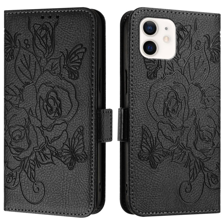 For iPhone 11 Embossed Rose RFID Anti-theft Leather Phone Case