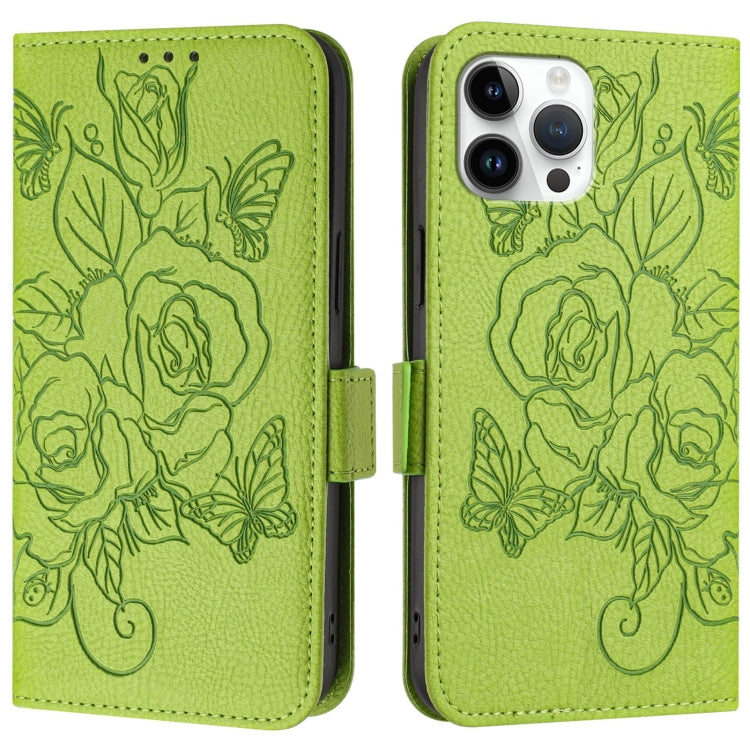 For iPhone 12 Pro Max Embossed Rose RFID Anti-theft Leather Phone Case
