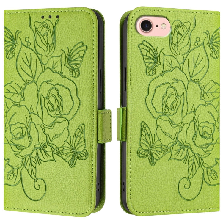 For iPhone SE 2024 Embossed Rose RFID Anti-theft Leather Phone Case