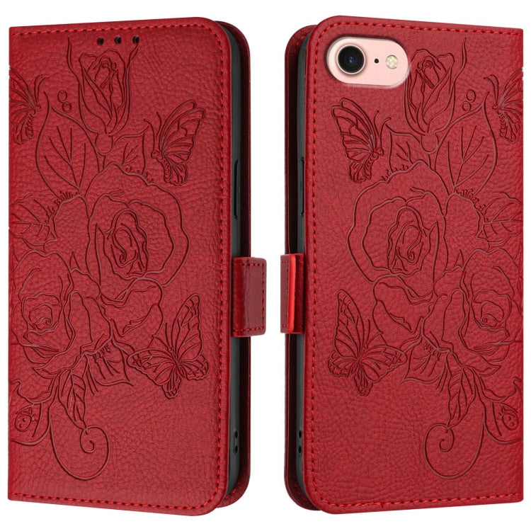 For iPhone SE 2024 Embossed Rose RFID Anti-theft Leather Phone Case