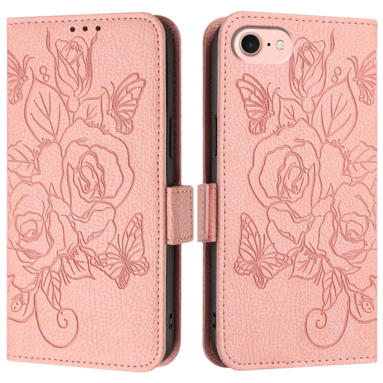 For iPhone SE 2024 Embossed Rose RFID Anti-theft Leather Phone Case