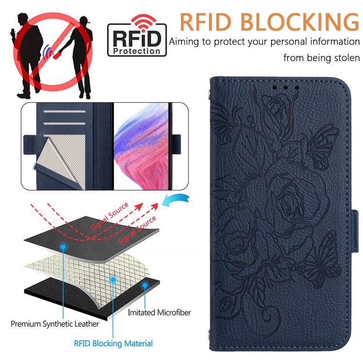 For iPhone Air Embossed Rose RFID Anti-theft Leather Phone Case
