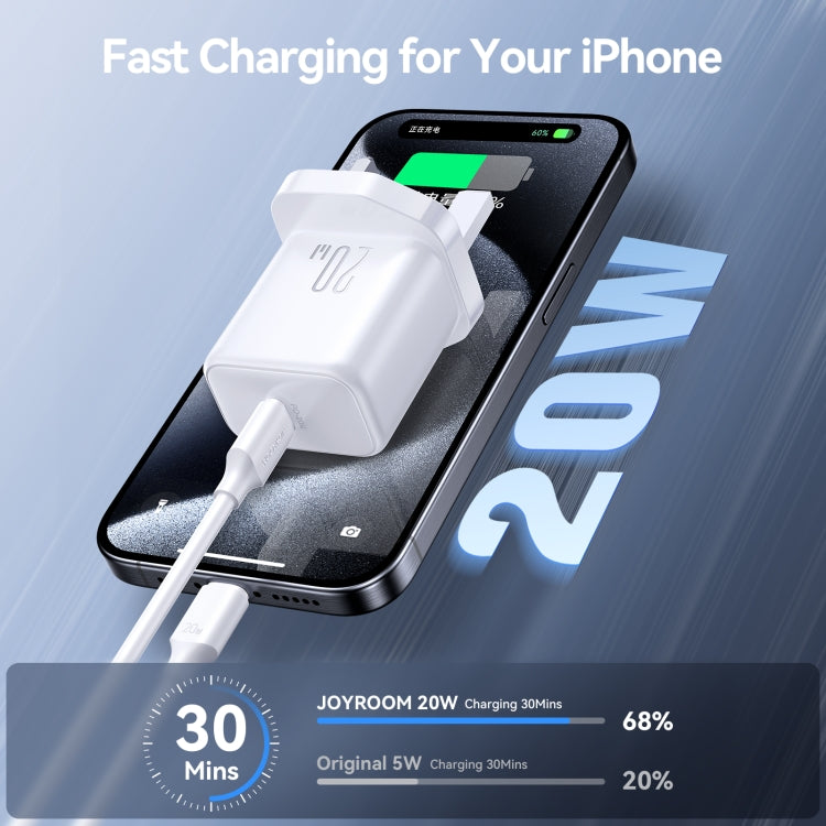 JOYROOM JR-TCF20 PD20W Type-C Port Charger Kit with Type-C to Type-C Cable, Plug:UK Plug - White