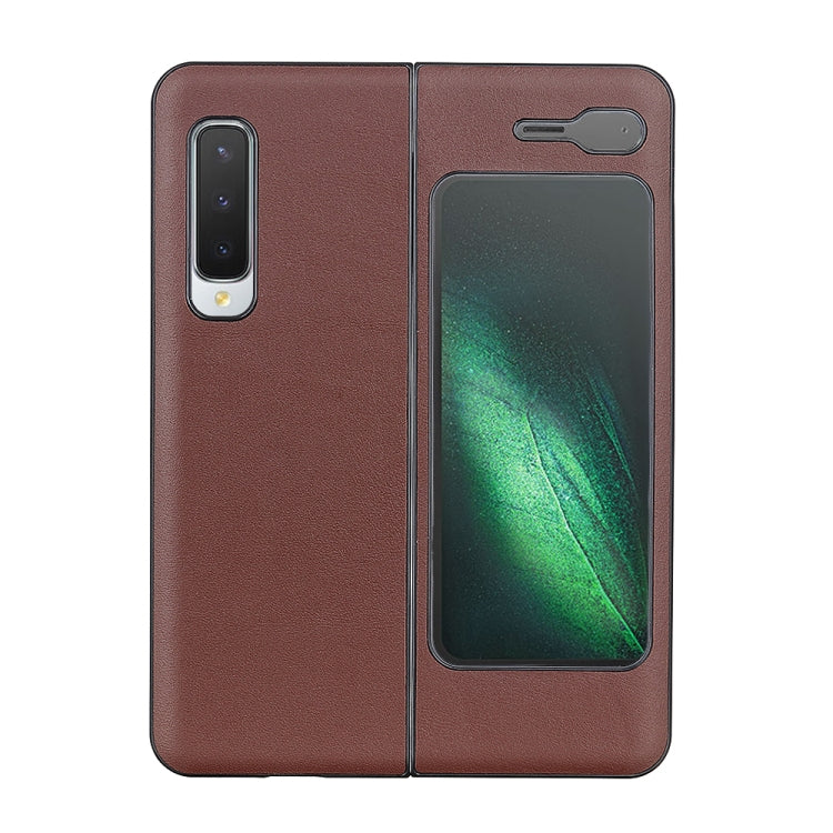 For Samsung Galaxy Fold 5G Sheepskin Texture Top-grain Leather + PC + TPU Shockproof Protective Case