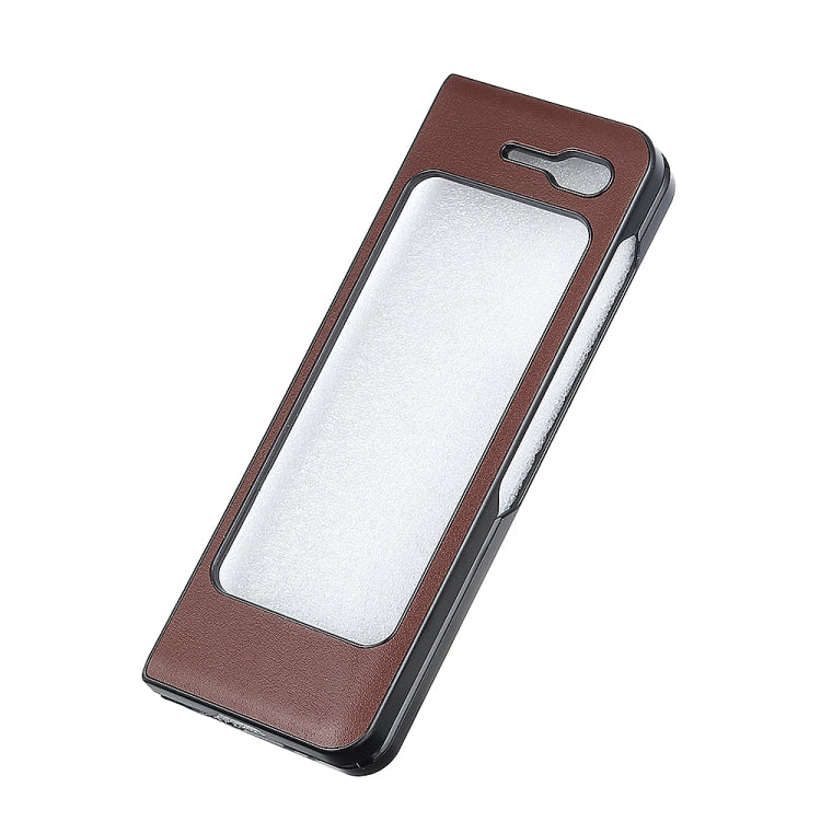 For Samsung Galaxy Fold 5G Sheepskin Texture Top-grain Leather + PC + TPU Shockproof Protective Case