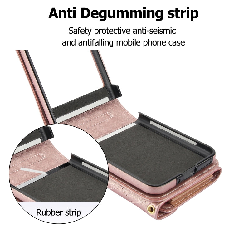 For Motorola Razr 40 Ultra Splicing Rhombic Texture Phone Case with Long & Short Lanyard