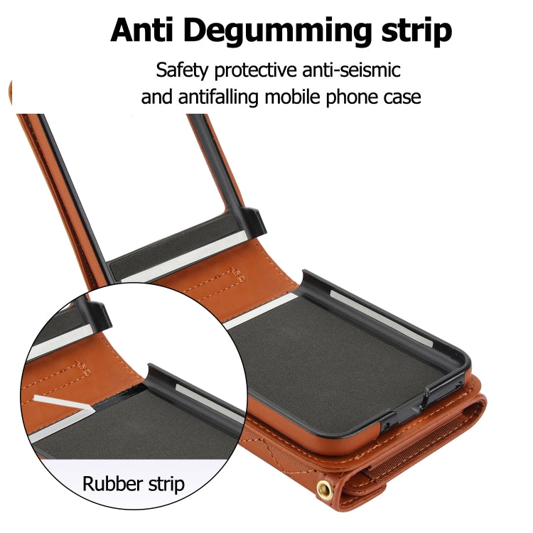 For Motorola Razr 40 Ultra Splicing Rhombic Texture Phone Case with Long & Short Lanyard