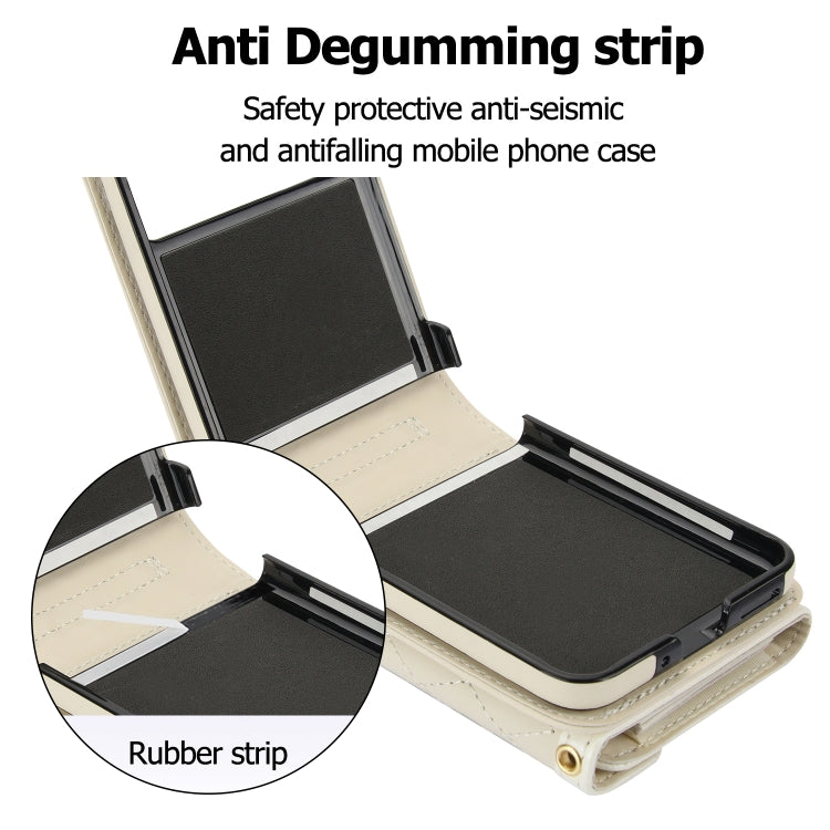 For Motorola Razr 40 Splicing Rhombic Texture Phone Case with Long & Short Lanyard