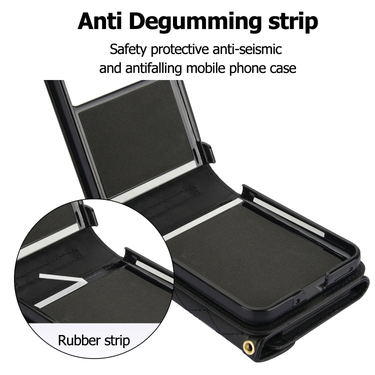 For Motorola Razr 40 Splicing Rhombic Texture Phone Case with Long & Short Lanyard