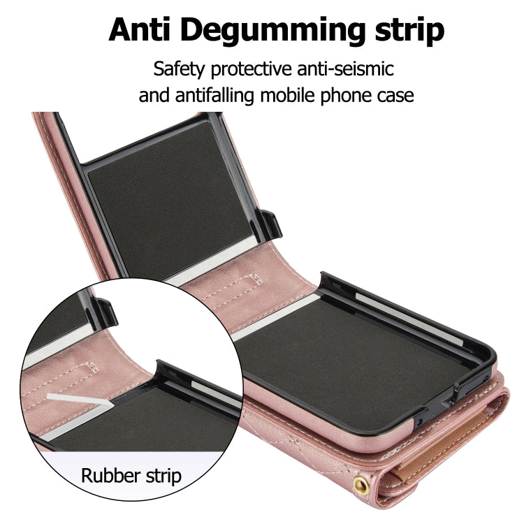 For Motorola Razr 40 Splicing Rhombic Texture Phone Case with Long & Short Lanyard