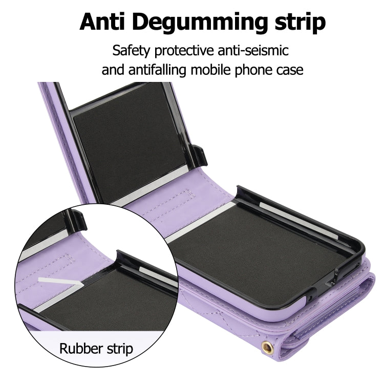 For Motorola Razr 40 Splicing Rhombic Texture Phone Case with Long & Short Lanyard