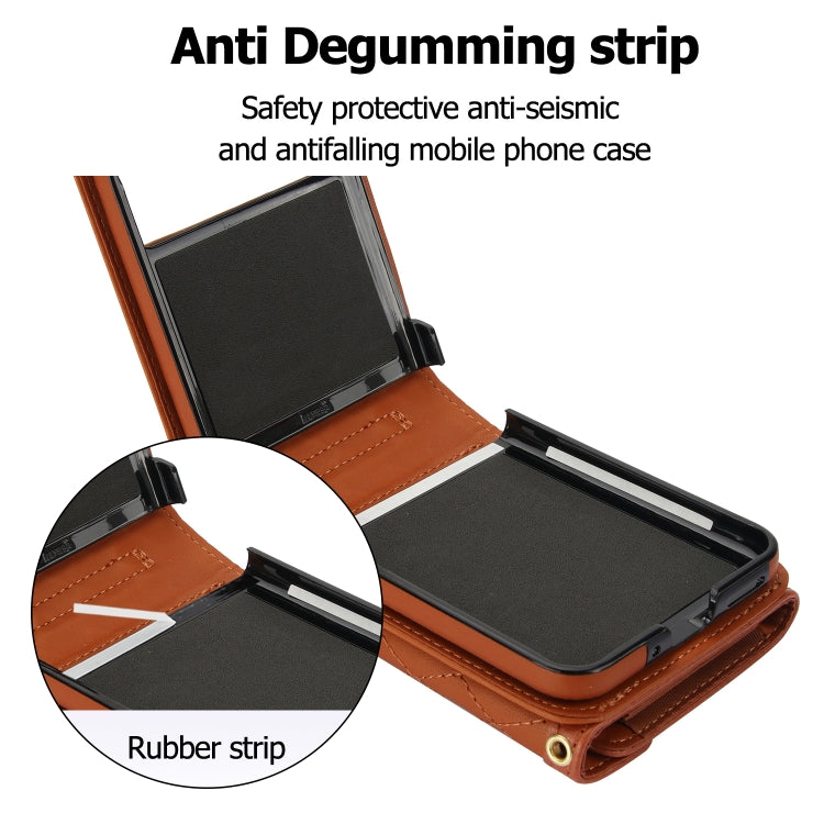 For Motorola Razr 40 Splicing Rhombic Texture Phone Case with Long & Short Lanyard