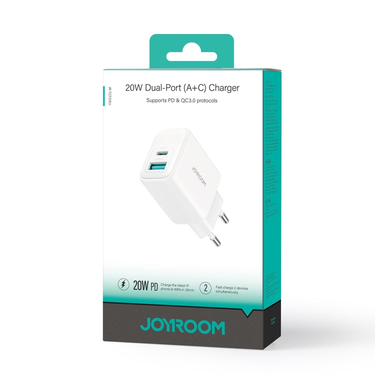 JOYROOM JR-TCF21 20W Dual Ports USB + Type-C Charger, Plug:EU Plug - White
