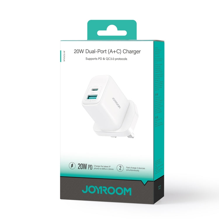 JOYROOM JR-TCF21 20W Dual Ports USB + Type-C Charger, Plug:UK Plug - White