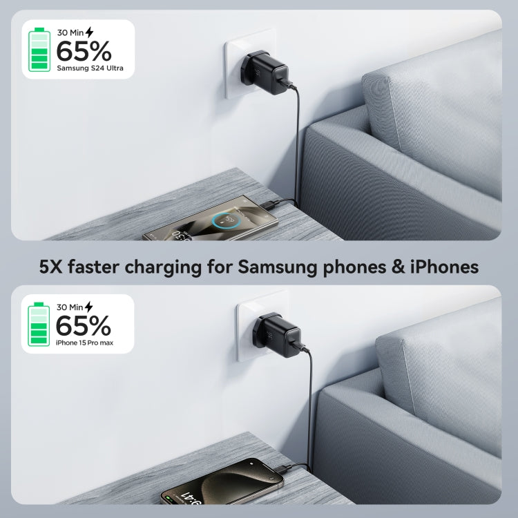 JOYROOM JR-TCF23 25W USB-C / Type-C Port Fast Charger, Plug:UK Plug - Black