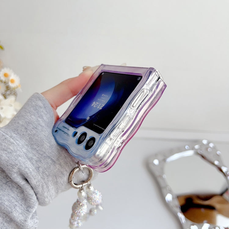 For Samsung Galaxy Z Flip4 5G Water Wave Texture Butterfly Pattern Phone Case with Bracelet