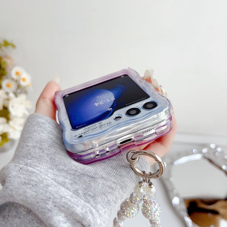 For Samsung Galaxy Z Flip4 5G Water Wave Texture Butterfly Pattern Phone Case with Bracelet