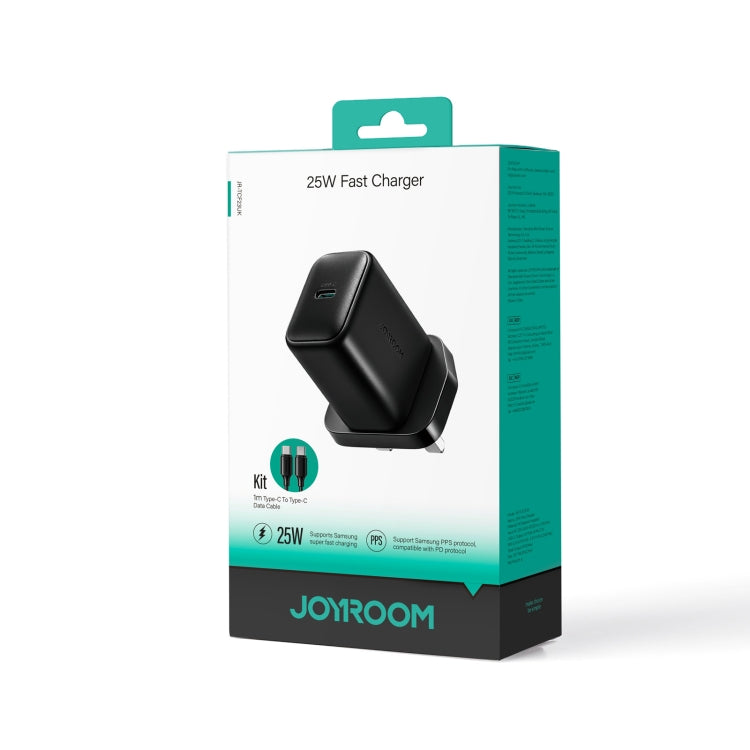 JOYROOM JR-TCF23 25W USB-C / Type-C Port Fast Charger Kit with Type-C to Type-C Cable, Plug:UK Plug - Black