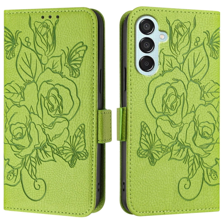 For Samsung Galaxy M15 5G / F15 5G Global Embossed Rose RFID Anti-theft Leather Phone Case