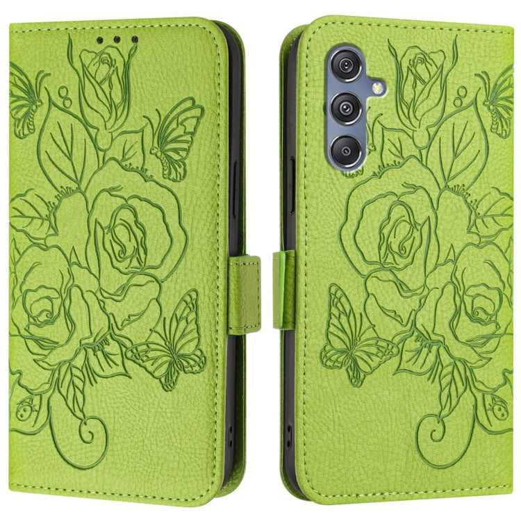 For Samsung Galaxy M34 5G / F34 5G Embossed Rose RFID Anti-theft Leather Phone Case