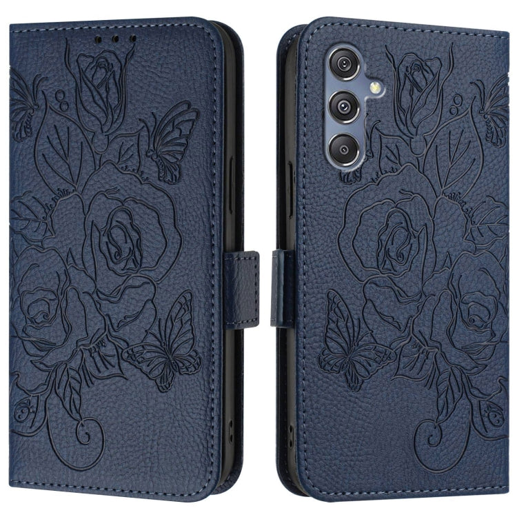 For Samsung Galaxy M34 5G / F34 5G Embossed Rose RFID Anti-theft Leather Phone Case