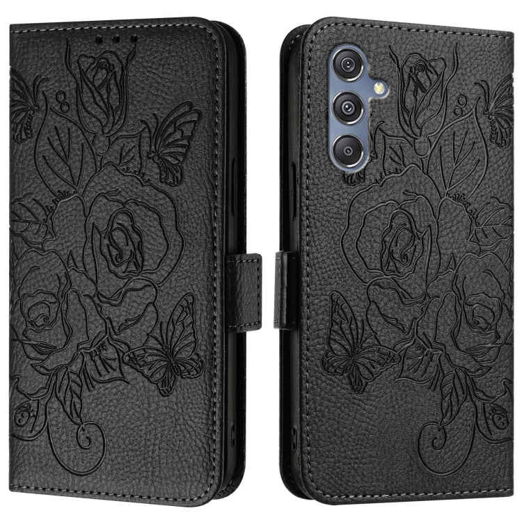 For Samsung Galaxy M34 5G / F34 5G Embossed Rose RFID Anti-theft Leather Phone Case