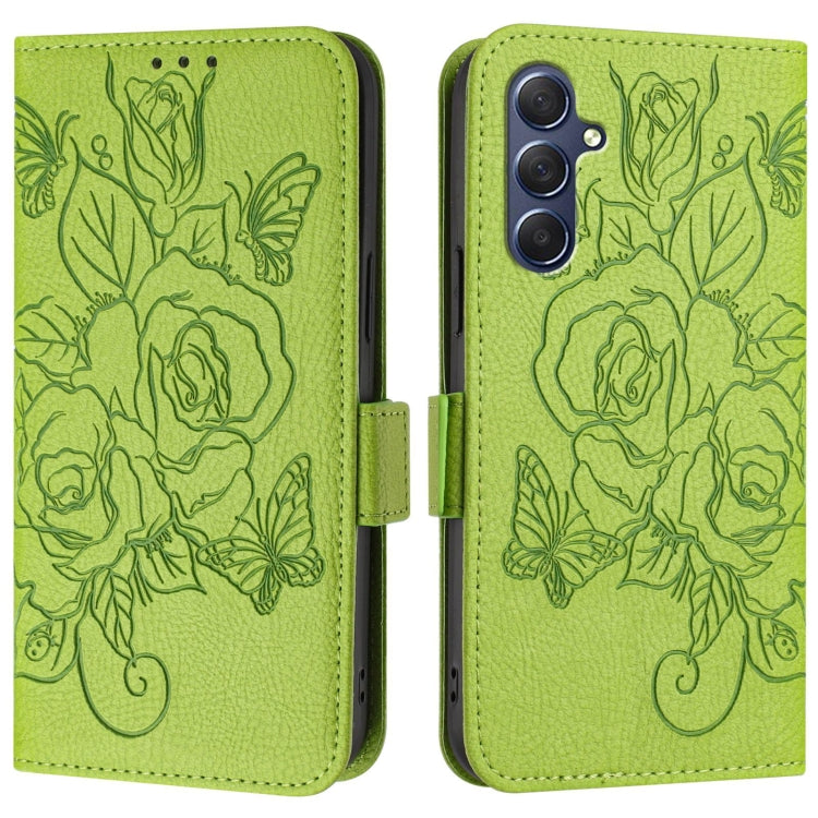For Samsung Galaxy M54 5G Global / F54 5G Embossed Rose RFID Anti-theft Leather Phone Case