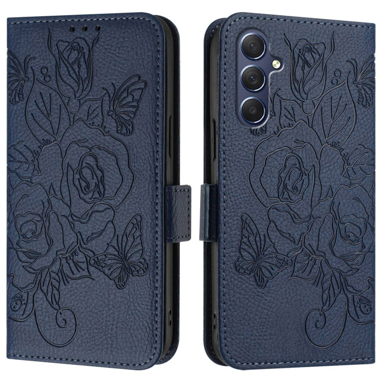 For Samsung Galaxy M54 5G Global / F54 5G Embossed Rose RFID Anti-theft Leather Phone Case