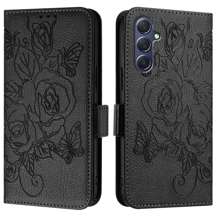For Samsung Galaxy M54 5G Global / F54 5G Embossed Rose RFID Anti-theft Leather Phone Case
