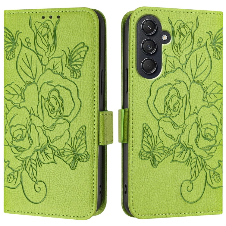 For Samsung Galaxy M55 / C55 5G Embossed Rose RFID Anti-theft Leather Phone Case