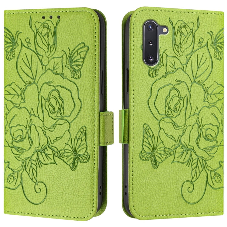 For Samsung Galaxy Note10 Embossed Rose RFID Anti-theft Leather Phone Case