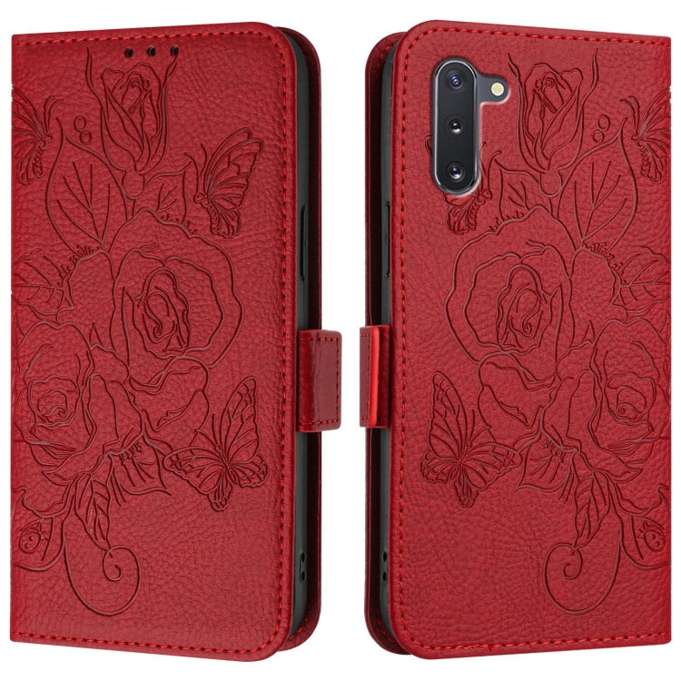 For Samsung Galaxy Note10 Embossed Rose RFID Anti-theft Leather Phone Case