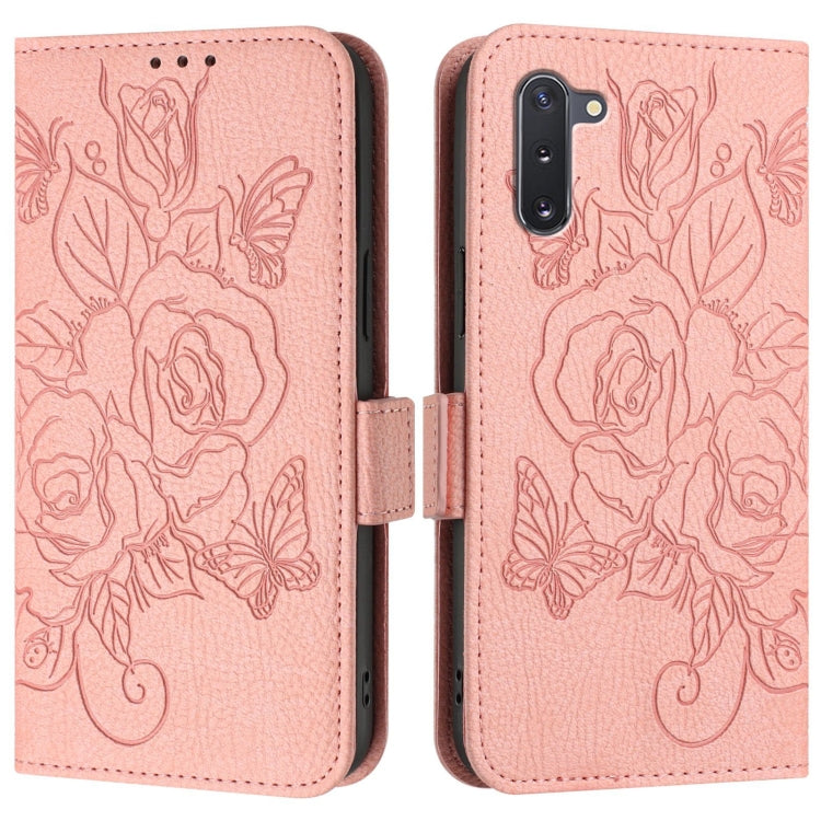 For Samsung Galaxy Note10 Embossed Rose RFID Anti-theft Leather Phone Case