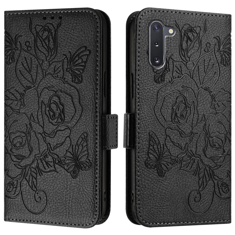 For Samsung Galaxy Note10 Embossed Rose RFID Anti-theft Leather Phone Case