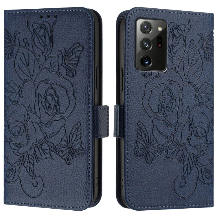 For Samsung Galaxy Note20 Embossed Rose RFID Anti-theft Leather Phone Case