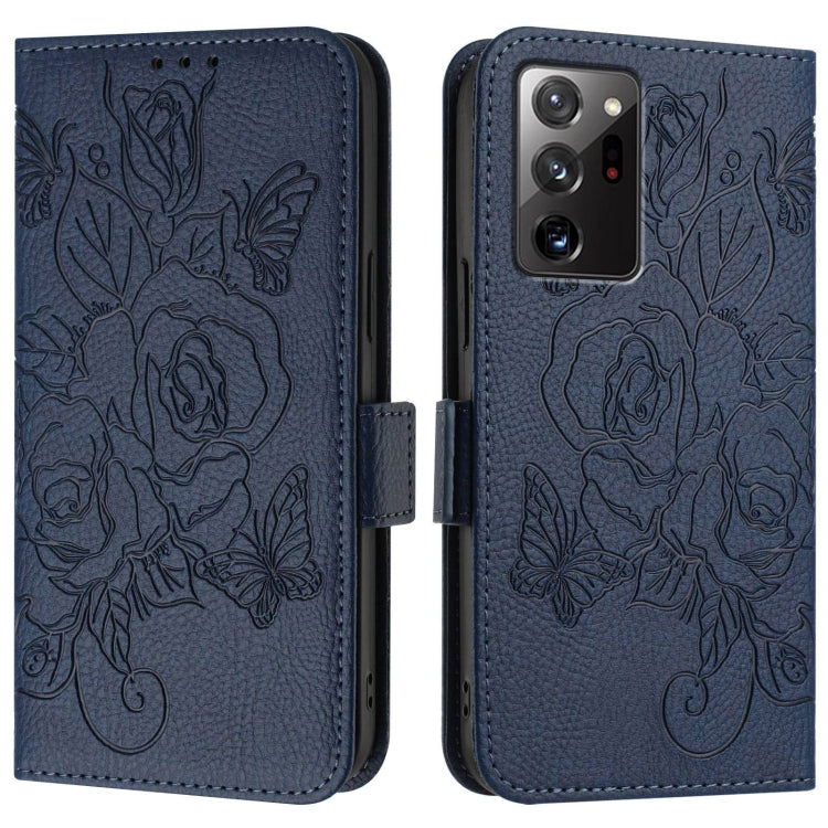 For Samsung Galaxy Note20 Ultra Embossed Rose RFID Anti-theft Leather Phone Case