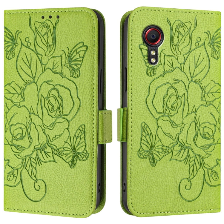 For Samsung Galaxy Xcover5 Embossed Rose RFID Anti-theft Leather Phone Case