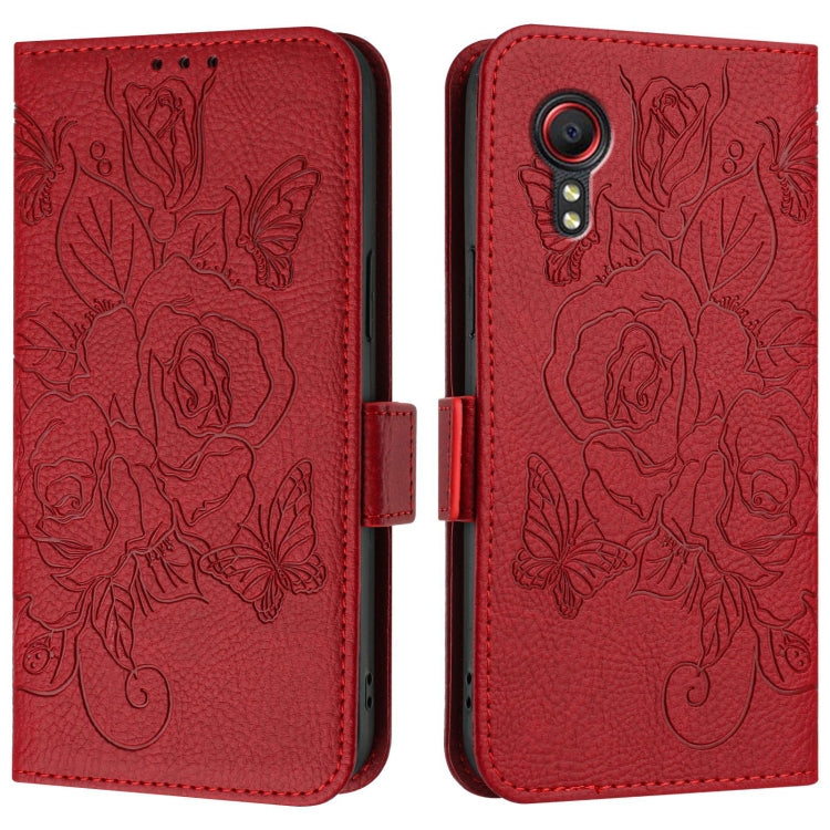 For Samsung Galaxy Xcover5 Embossed Rose RFID Anti-theft Leather Phone Case