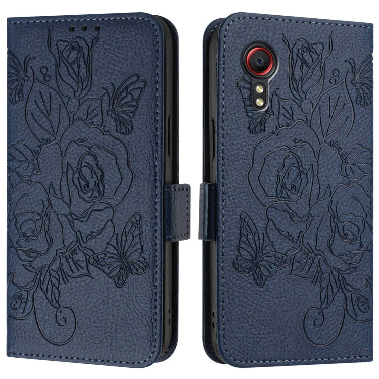 For Samsung Galaxy Xcover5 Embossed Rose RFID Anti-theft Leather Phone Case