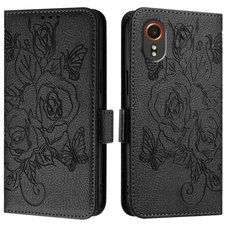 For Samsung Galaxy Xcover7 Embossed Rose RFID Anti-theft Leather Phone Case