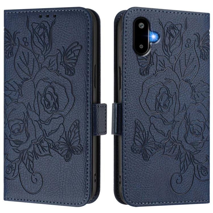 For Samsung Galaxy F06 5G / M06 5G Embossed Rose RFID Anti-theft Leather Phone Case
