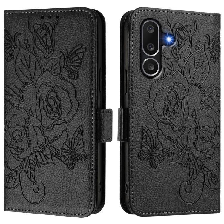 For Samsung Galaxy M56 5G Embossed Rose RFID Anti-theft Leather Phone Case
