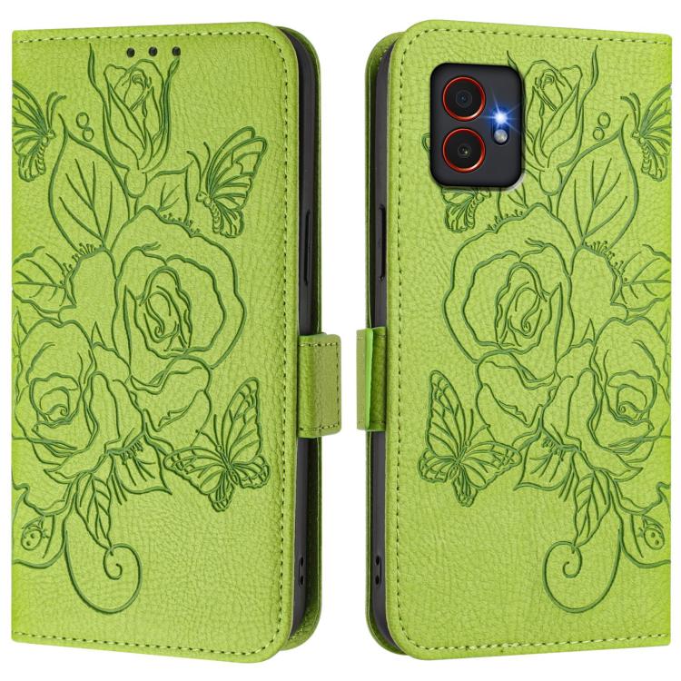 For Samsung Galaxy XCover7 Pro Embossed Rose RFID Anti-theft Leather Phone Case