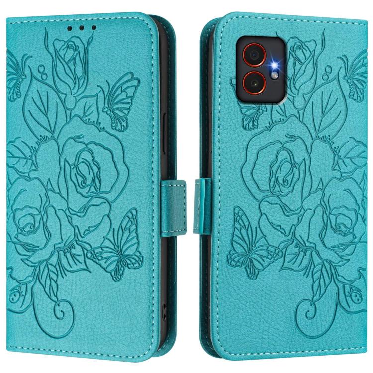For Samsung Galaxy XCover7 Pro Embossed Rose RFID Anti-theft Leather Phone Case