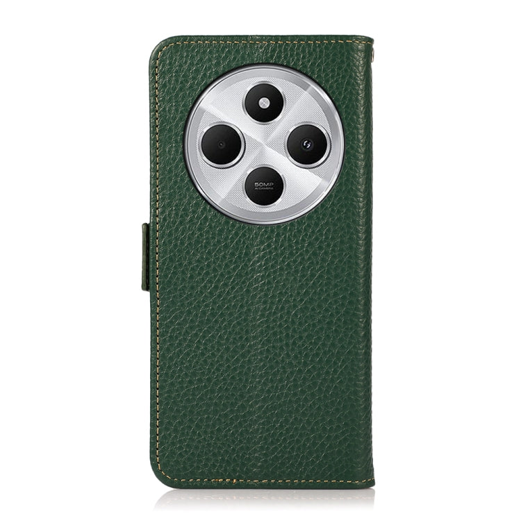 For Redmi 14C 4G KHAZNEH Side-Magnetic Litchi Genuine Leather RFID Phone Case
