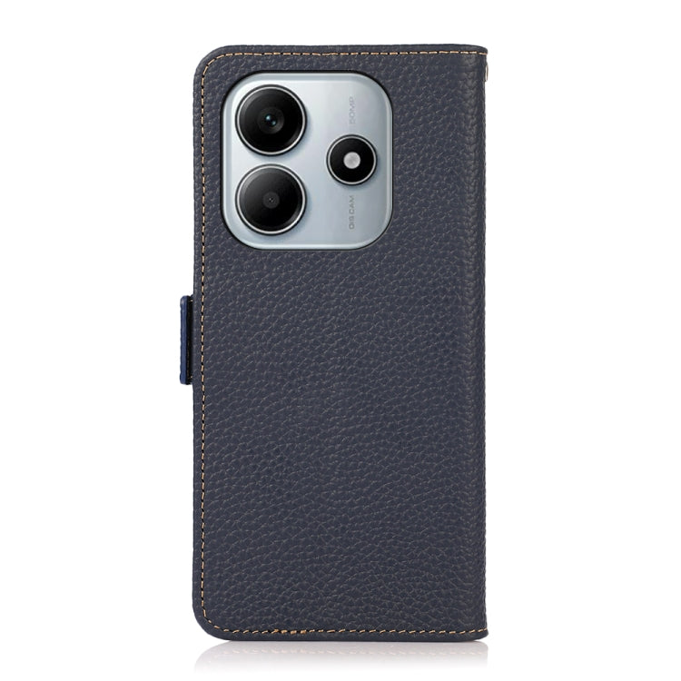For Redmi Note 14 5G KHAZNEH Side-Magnetic Litchi Genuine Leather RFID Phone Case